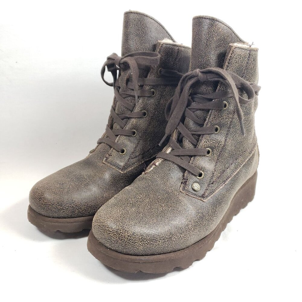 Bearpaw Women's Size 7 Brown Leather Sheepskin Lined Winter Boots